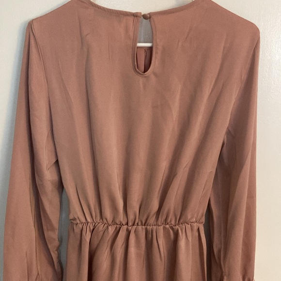 BTFBM Amazon, Dusty Rose, Casual Long Sleeve, wrap tie front, Mini dress Size, M - Picture 6 of 13